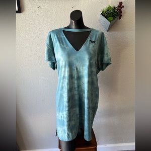 PINK Nation Blue Tie Dye Oversized T-shirt Dress Size Medium